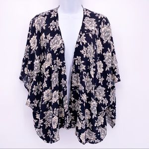Brandy Melville Black Floral Kimono OS